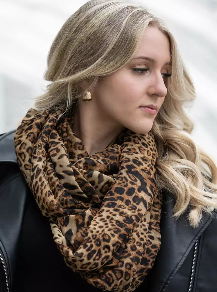 Veniz leopard print tube scarf 62582 brown - Women's scarfs - 138322 - 1