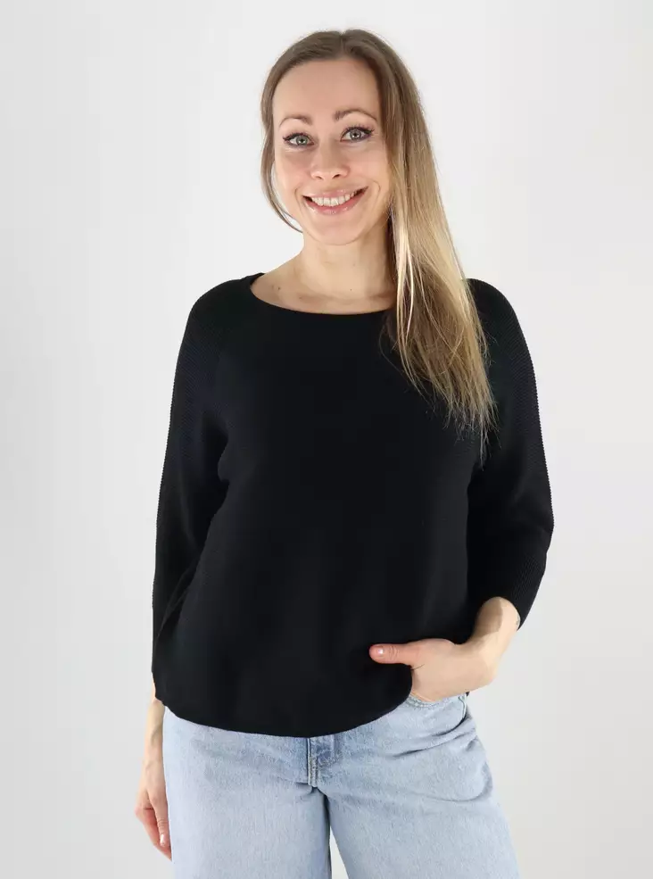 Vero Moda women's cotton sweater VMNEW 3/4 Boatneck black - Women's knitwear - 140132 - 1