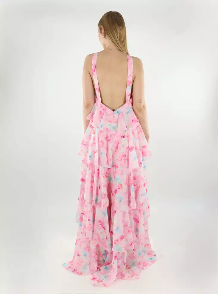 Vero Moda long frill hem dress Ruffle pink tulle/flower - Stilettoshop.eu webstore Vero Moda long frill hem dress Ruffle pink tulle/flower - Stilettoshop.eu webstore