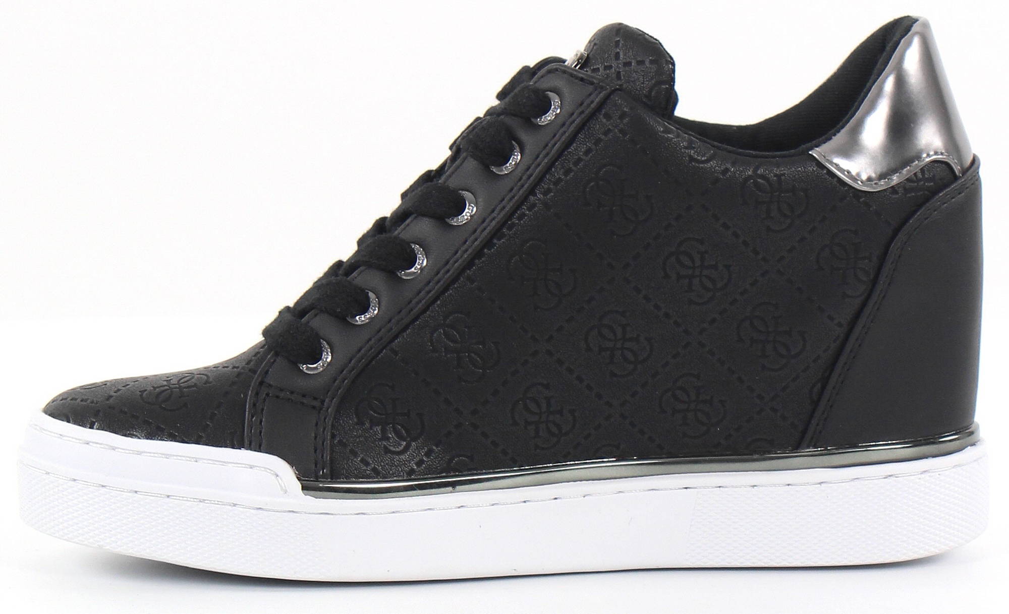 guess white wedge trainers