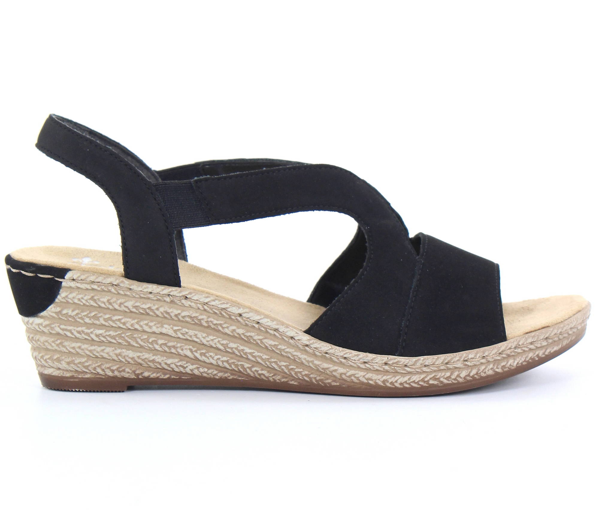 Rieker Wedge Sandals 62429-00, Black - Stilettoshop.eu webstore
