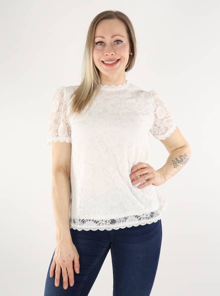 Pieces T-Shirt lace cloud dancer - Women's T-shirts - 135693 - 1