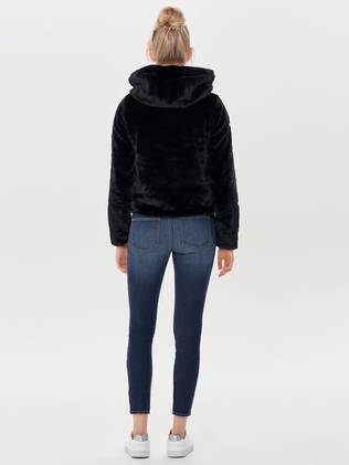 Only chris fur hooded jacket black outlet