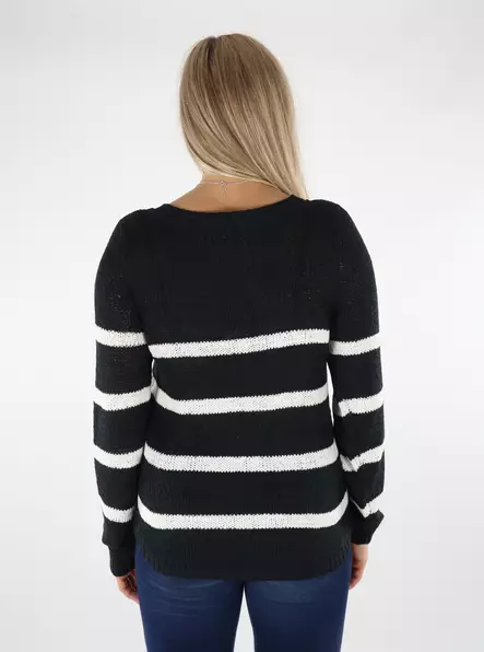 Only Sweater Geena xo black/cloud dancer - Women's knitwear - 136663 - 2