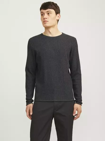Jack&Jones men's cotton sweater Cooper dark grey - Men's knitwear - 137283 - 1