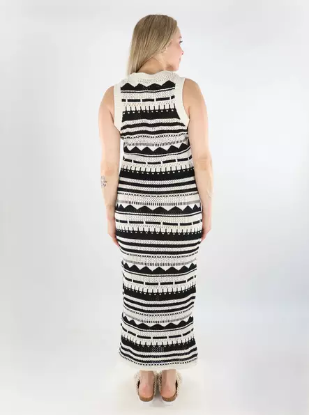 Only sleeveless knit dress O-Neck ecru/black - Dresses and tunics - 138343 - 2