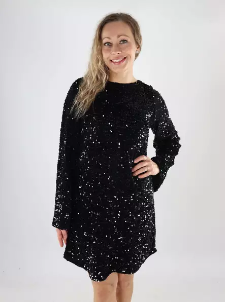 Pieces sequin dress Deep Back black/black sequ - Dresses and tunics - 139453 - 1