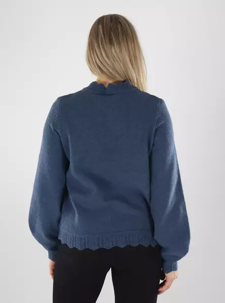 Vila Knitted Top VINIKOLINA O-NECK L/S – Vintage Indigo/Melange - Women's knitwear - 141873 - 2
