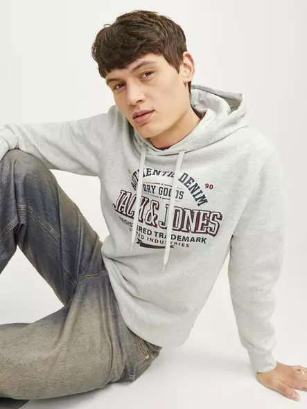 Jack&Jones men's hoodie Logo Sweat white melange - Men's hoodies - 137603 - 1
