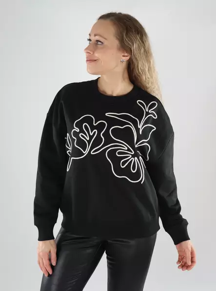 JDY women's sweatshirt black/emb white - Women's hoodies and colleges - 139413 - 1