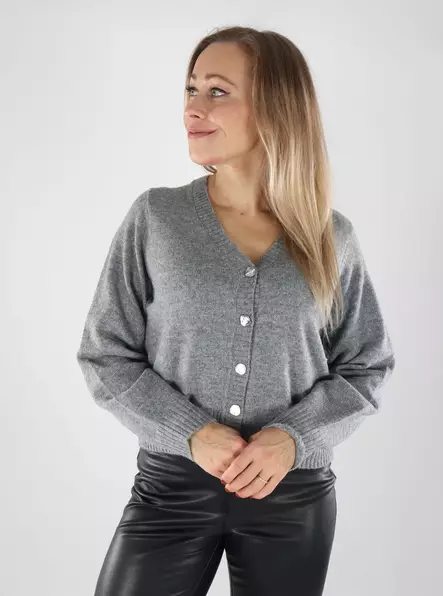 JDY women's cardigan JDYSUPER V-Neck medium grey - Women's knitwear - 139443 - 1