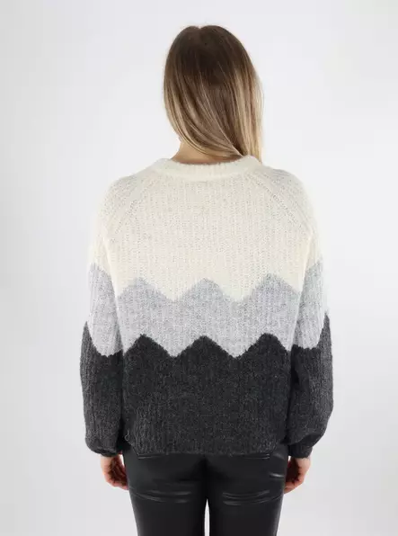 Only women's sweater Zigzag O-Neck baby's breath/lgm/dmg - Women's knitwear - 140043 - 2