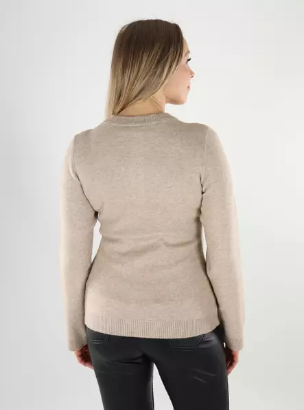 Only women's cardigan Fitted O-Neck mocha meringue - Women's knitwear - 140073 - 2