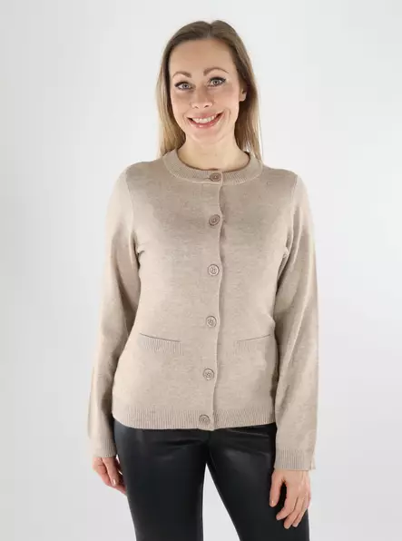 Only women's cardigan Fitted O-Neck mocha meringue - Women's knitwear - 140073 - 1