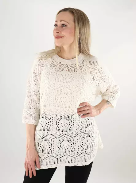 Only women's long sweater 3/4 Loose cloud dancer - Women's knitwear - 138023 - 1