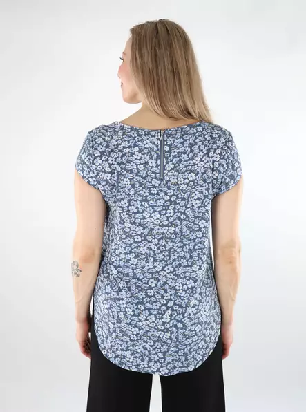 Only women's long t-shirt ONLVIC Top vintage indigo/ranch flow - Women's T-shirts - 138113 - 2