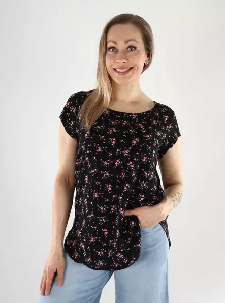 Only t-shirt ONLNOVA black/725 ditsy - Women's T-shirts - 140903 - 1