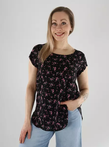 Only t-shirt ONLNOVA black/725 ditsy - Women's T-shirts - 140903 - 1