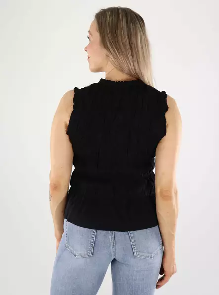 Only top linen frill black - Women's tank tops - 140833 - 2