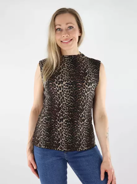 Pieces women's pleated top SL black/leo - Women's tank tops - 138723 - 1