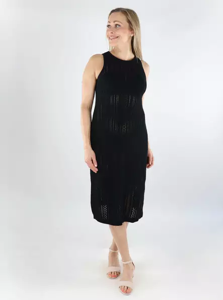 Pieces cotton knit dress Midi black - Dresses and tunics - 138533 - 1