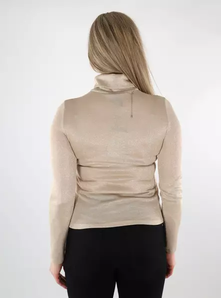 Vero Moda high-neck glitter shirt silver mink/gold - Women's long sleeved shirts - 137583 - 2