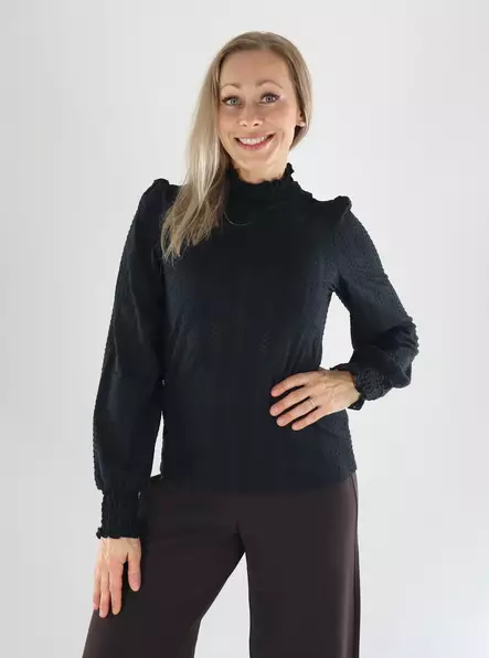 Vila Shirt L/S SMOCK TOP black beauty - Women's long sleeved shirts - 141533 - 1
