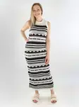 Only sleeveless knit dress O-Neck ecru/black - Dresses and tunics - 138343 - 1