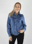 Pieces Dress Shirt PCEVA LS Ruffle Shirt – Medium Blue - Women's shirts and blouses - 141793 - 1