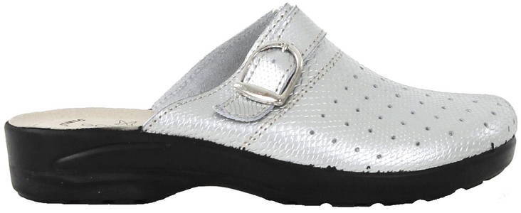 Golden Fit Mules 616 C high-gloss silver - Women's work shoes - 125323 - 1