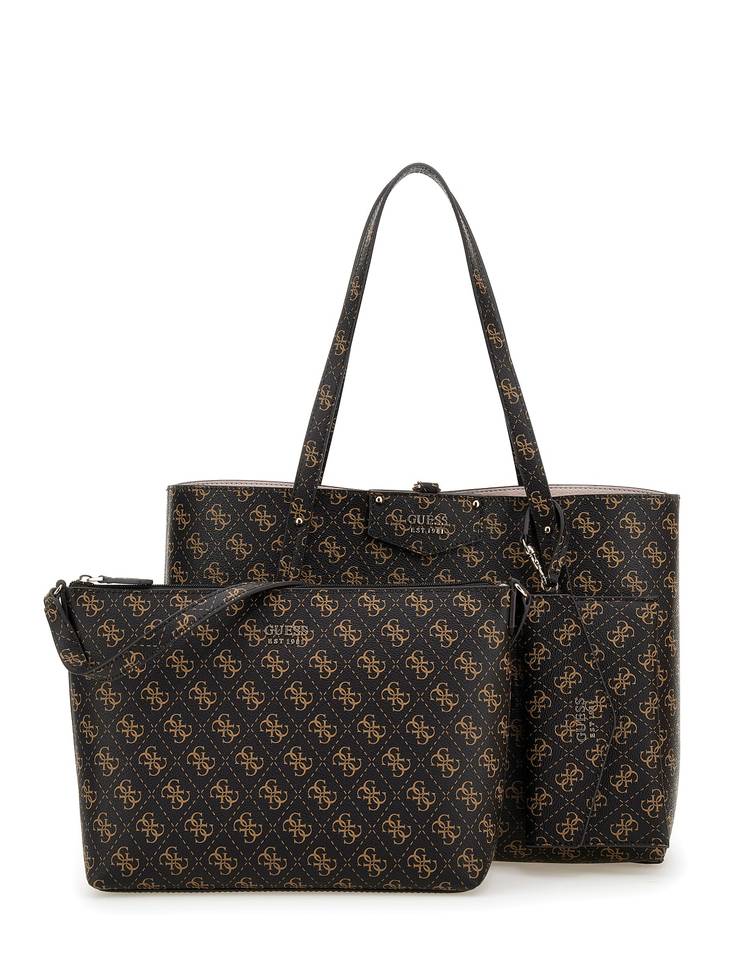 GUESS Damen Handtasche Eco Brenton In Almond – Mit Reißverschlussfach & Herausnehmbarem Kulturbeutel
