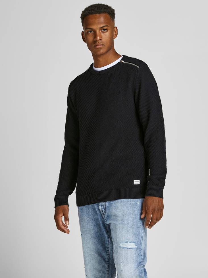 Jack&Jones Sweater Ranto, black, blue - Men's knitwear - 129093 - 1