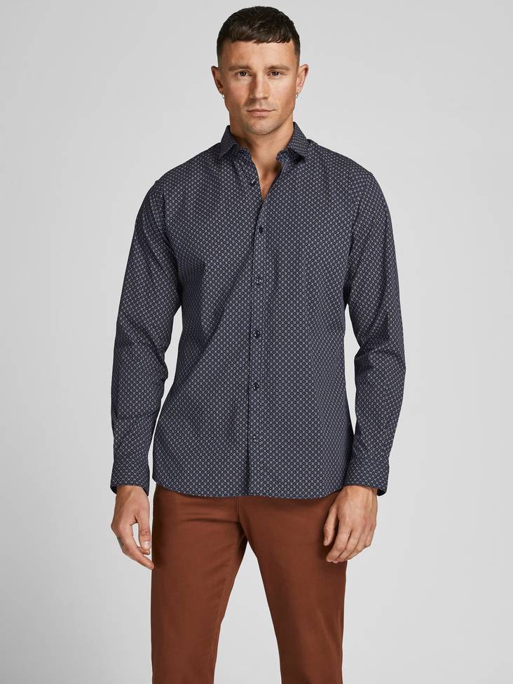 Jack & Jones Men's Dress Shirt Slim fit Blablackpool, blue, burgundy - Men's dress shirts - 129053 - 1