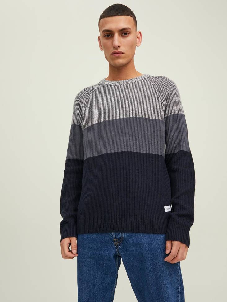 Jack&Jones Sweater Pannel navy blazer - Men's knitwear - 132163 - 1