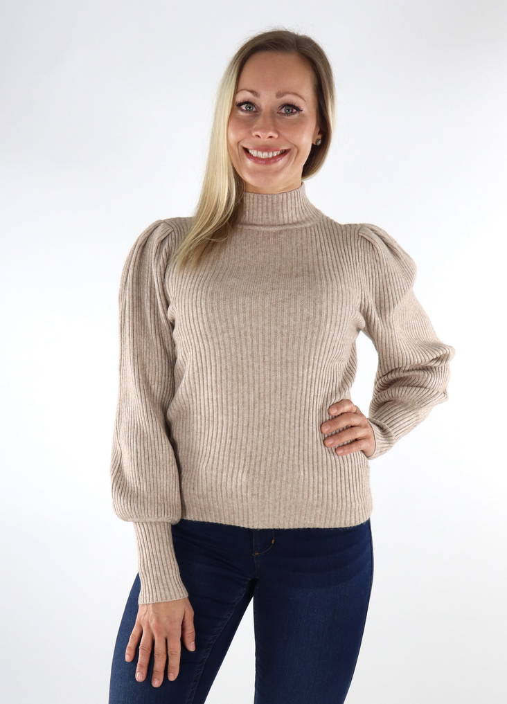 Only Sweater highneck Mocha meringue - Women's knitwear - 134373 - 1