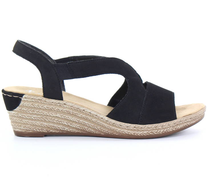 Rieker Wedge Sandals 62429-00, Black - Rieker women`s sandals - 125823 - 1