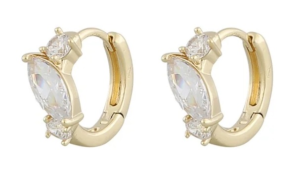 Snö of Sweden Earrings Meadow small gold/clear - Earrings - 133043 - 1