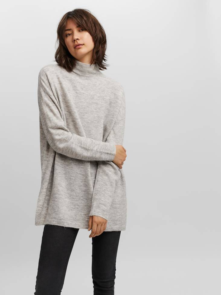 Vero Moda Sweater Plaza highneck, light grey - Women's knitwear - 129193 - 1