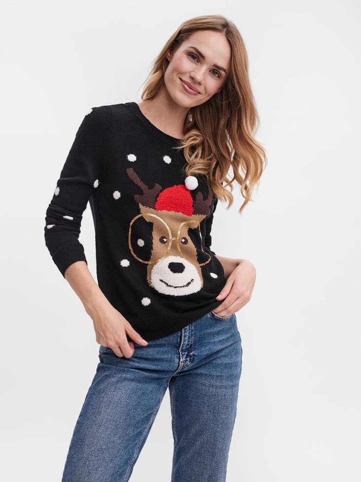 Vero Moda Sweater Tinsel xmas, black - Women's knitwear - 132463 - 1