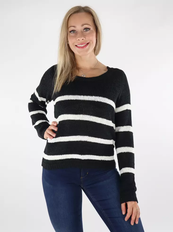Only Sweater Geena xo black/cloud dancer - Women's knitwear - 136663 - 1