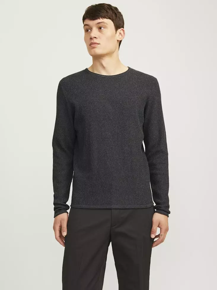 Jack&Jones men's cotton sweater Cooper dark grey - Men's knitwear - 137283 - 1