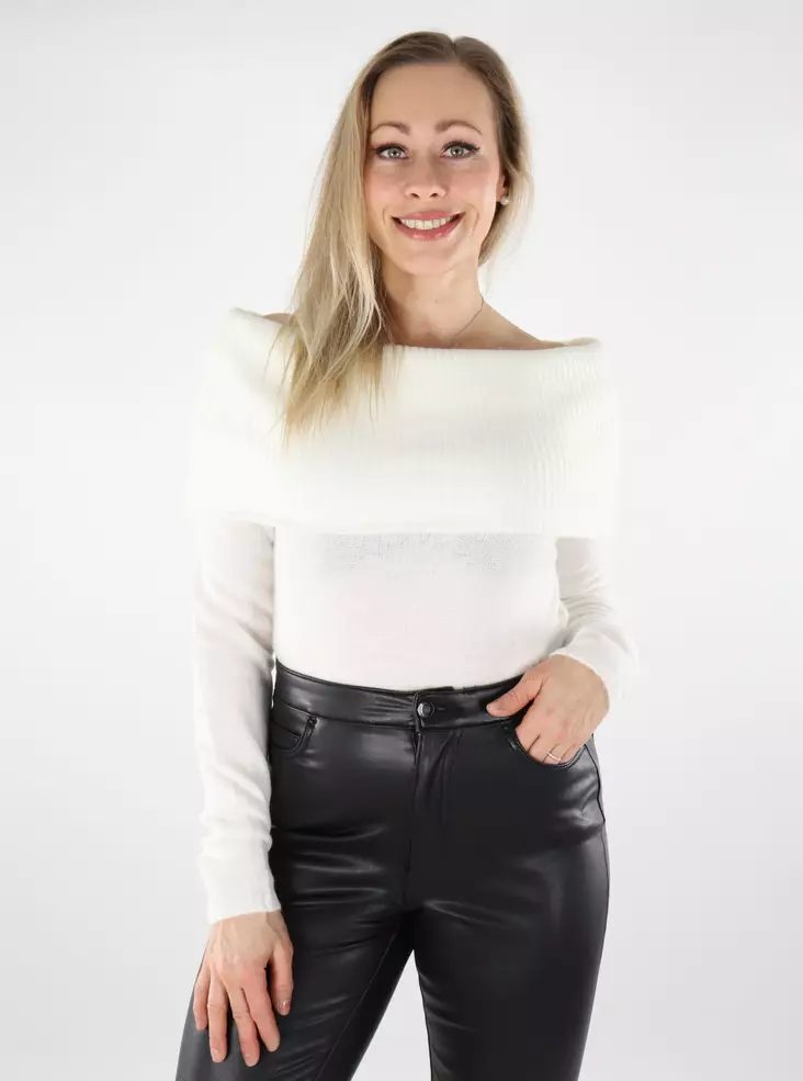Pieces women's sweater Off Shoulder cloud dancer - Women's knitwear - 137433 - 1