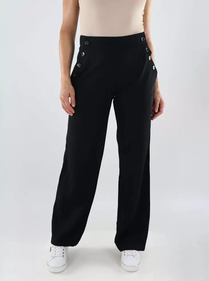 Only women's wide-leg trousers black/horn butto - Women's trousers - 139203 - 1