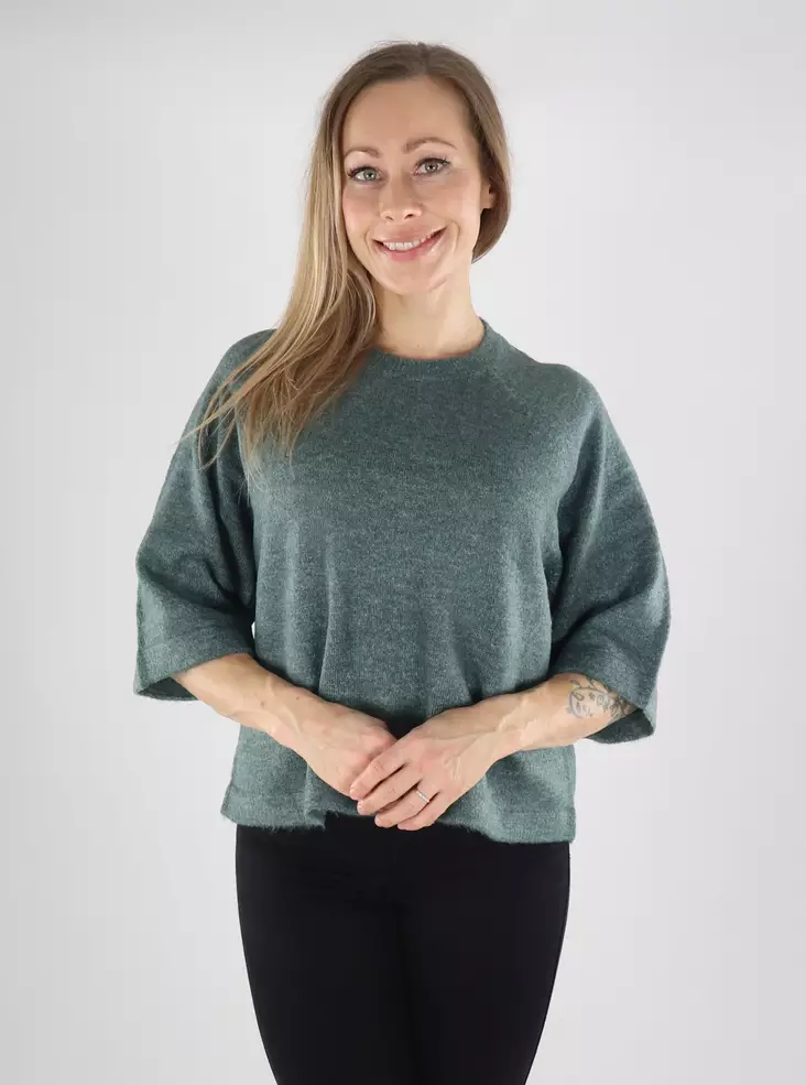 Only women's sweater Pullover 3/4 balsam green - Women's knitwear - 139693 - 1
