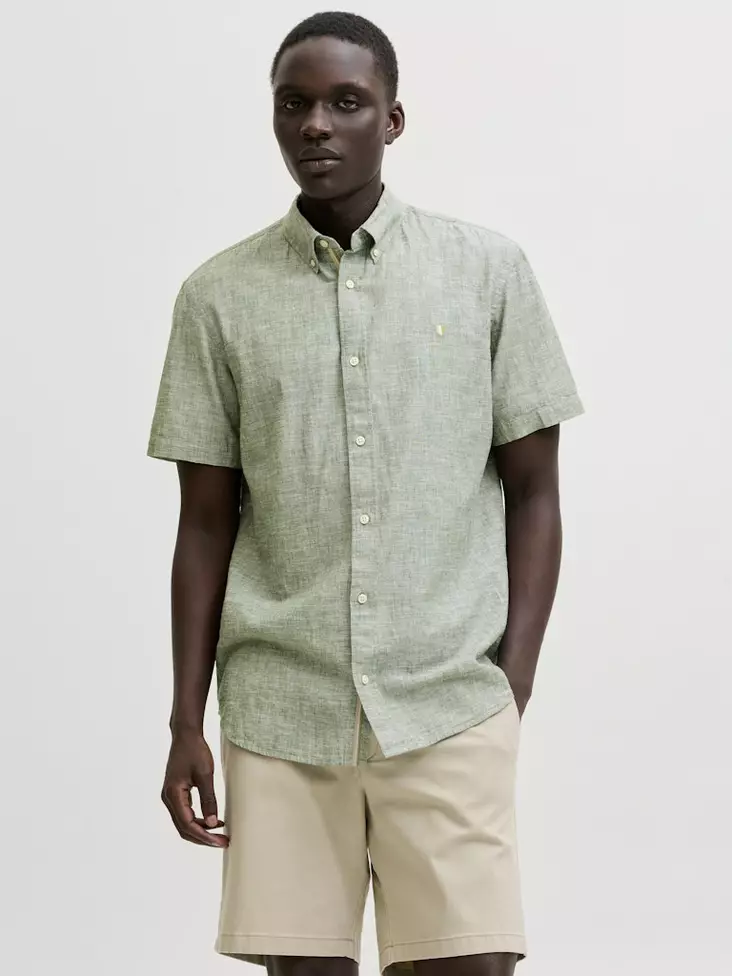 Jack&Jones Men's Short Sleeve Dress Shirt Blusummer laurel wreath - Men's dress shirts - 141113 - 1
