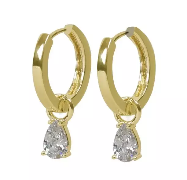 Snö of Sweden Earrings Trinity drop pendant ring gold/clear - Earrings - 141603 - 1