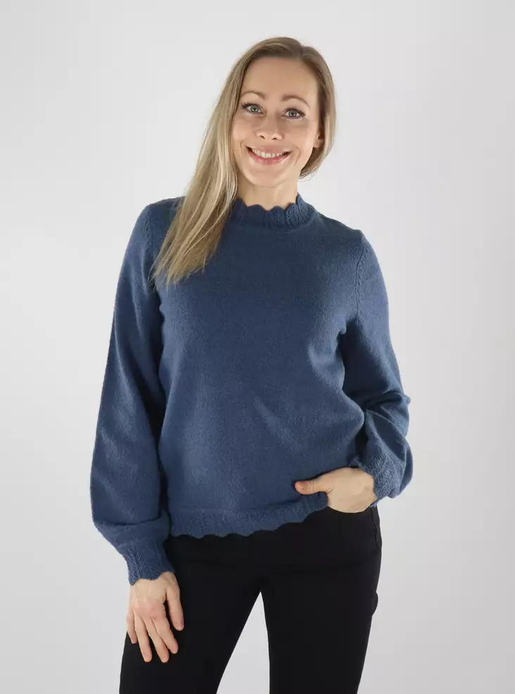 Vila Knitted Top VINIKOLINA O-NECK L/S – Vintage Indigo/Melange - Women's knitwear - 141873 - 1