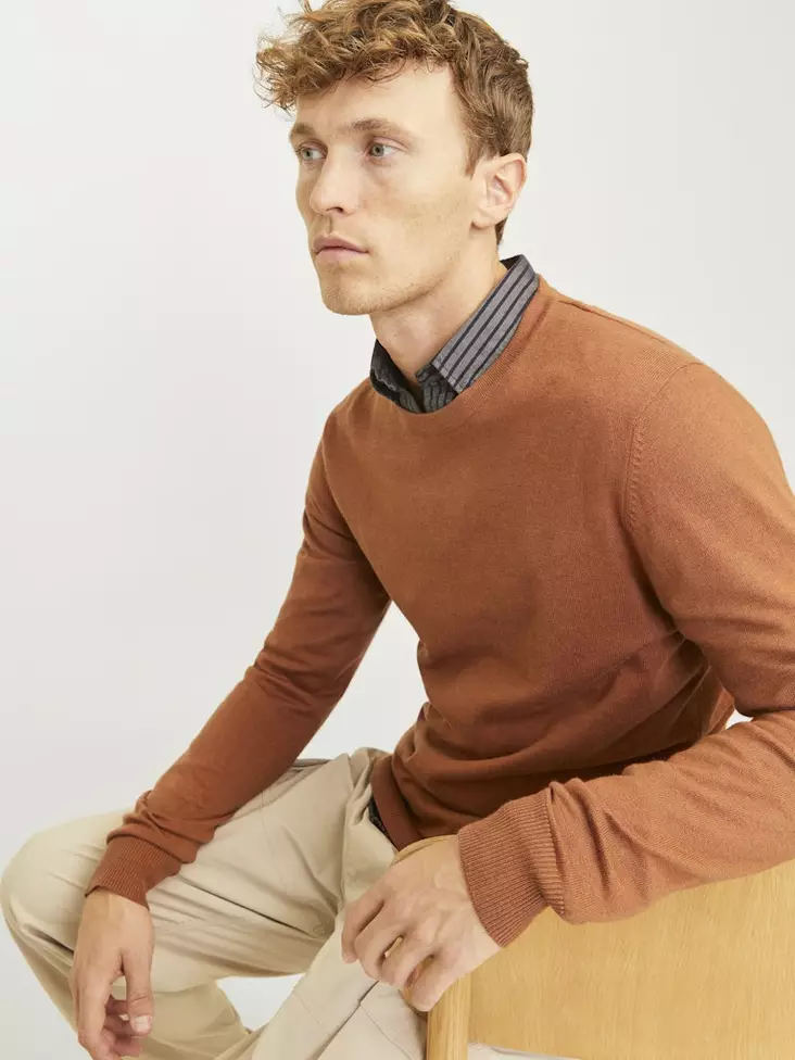 Jack&Jones men's sweater Eemil Mocha bisque - Men's knitwear - 137273 - 1