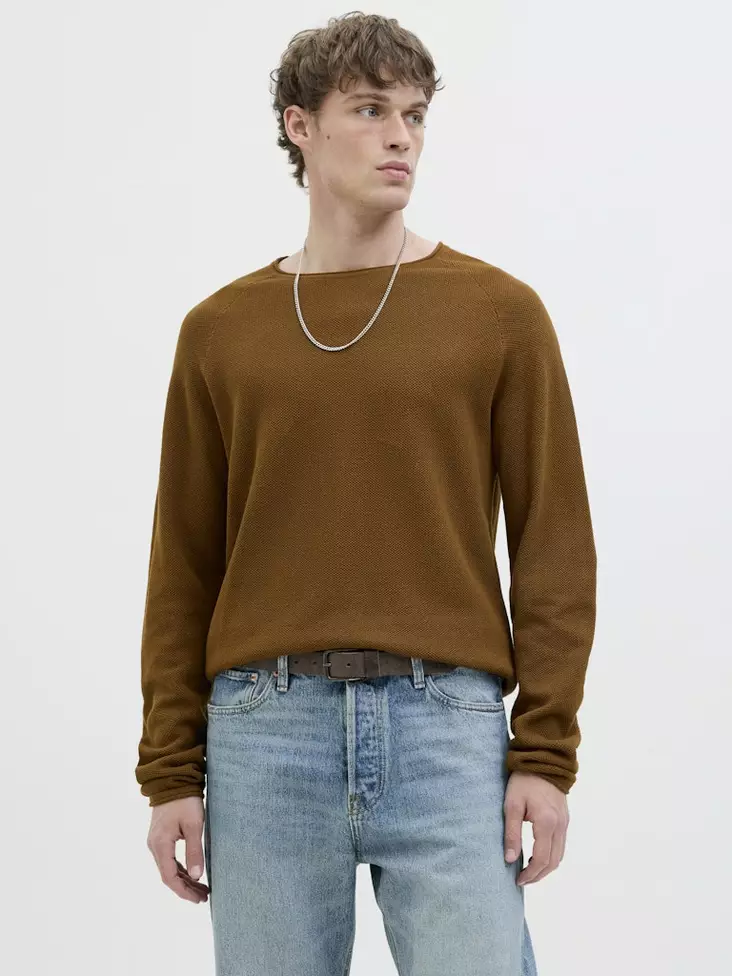 Jack&Jones men's cotton sweater JJEHILL KNIT monks robe - Men's knitwear - 139463 - 1