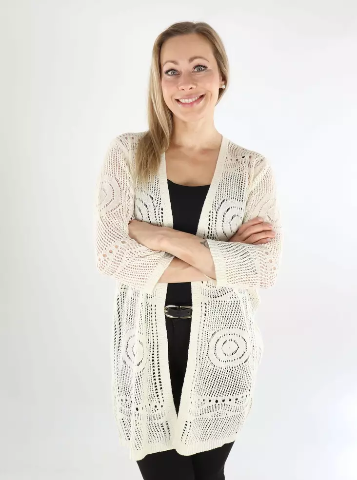 JDY women's kimono/cardigan 3/4 eggnog - Women's knitwear - 138543 - 1